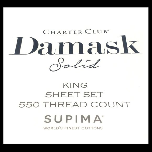 new AMETHYST Charter Club 550 TC 100% Supima Cotton KING Sheet Set fits 18" Deep - Picture 2 of 9